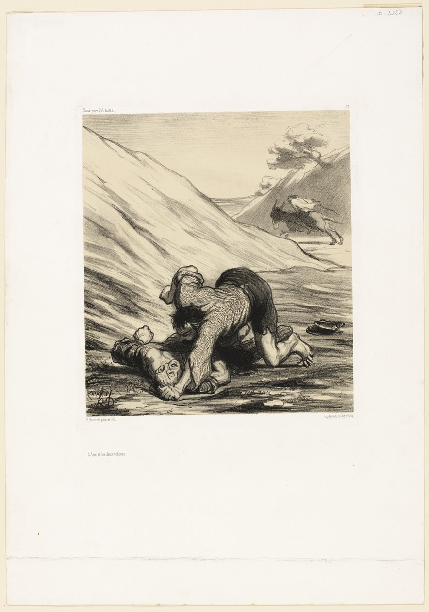 The Ass and Two Thieves, plate 75 from Souvenirs d’artistes - Honoré Victorin Daumier