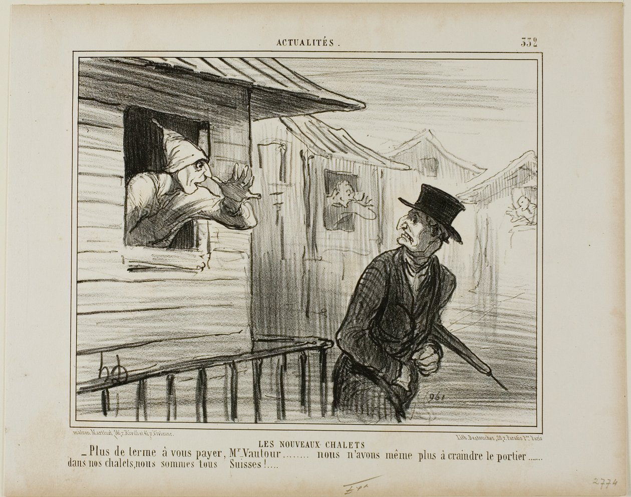Les nouveaux blockhaus. "- Plus de loyer à payer, Monsieur Vautour... et nous n