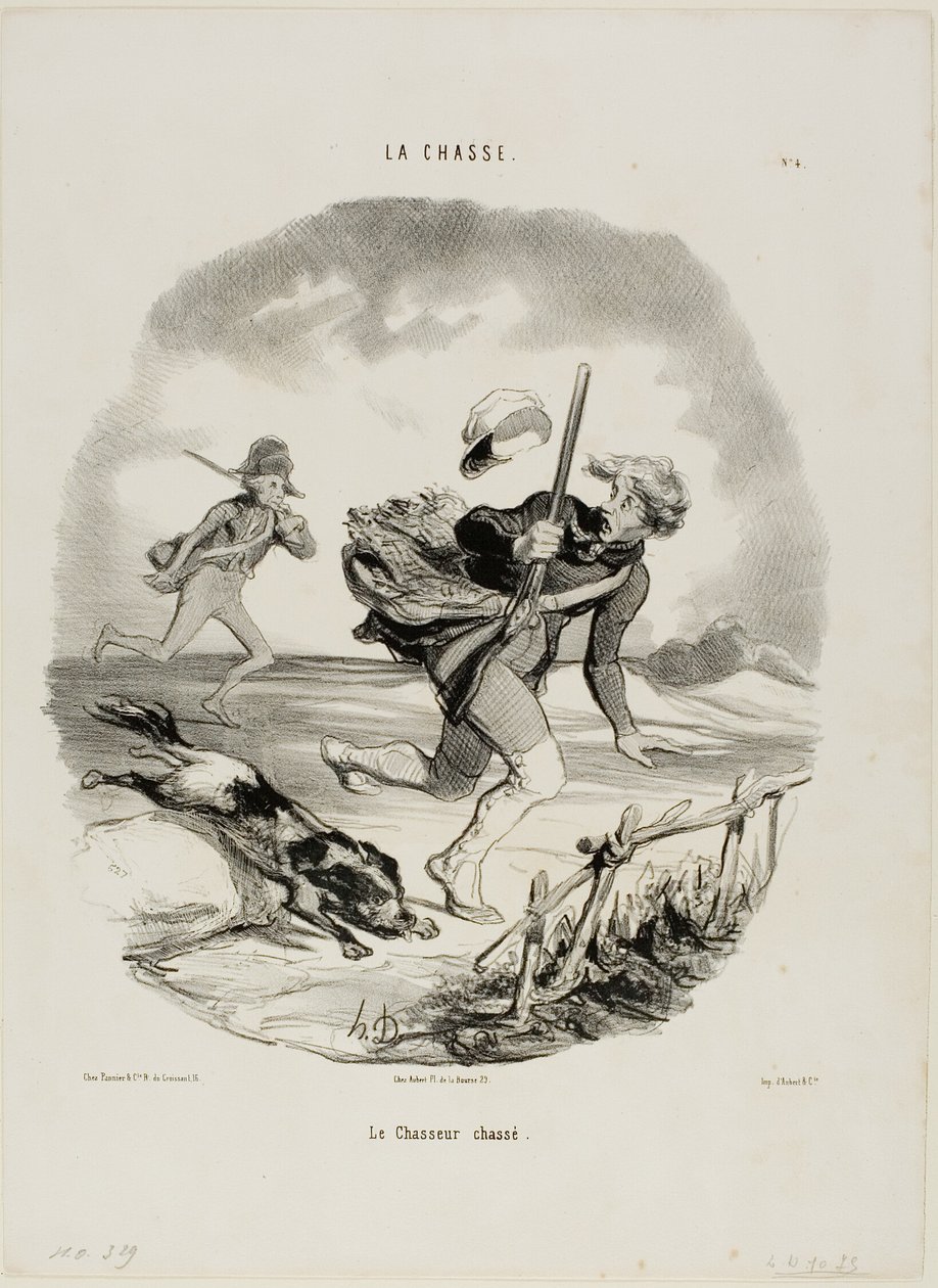 Le chasseur traqué, planche 4 de La Chasse - Honoré Victorin Daumier