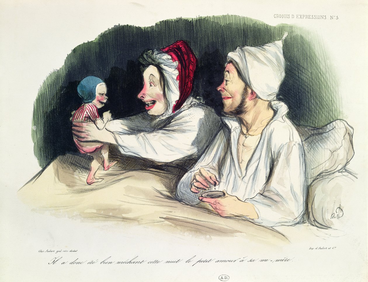 Parents extatiques avec leur nouveau bébé - Honoré Daumier