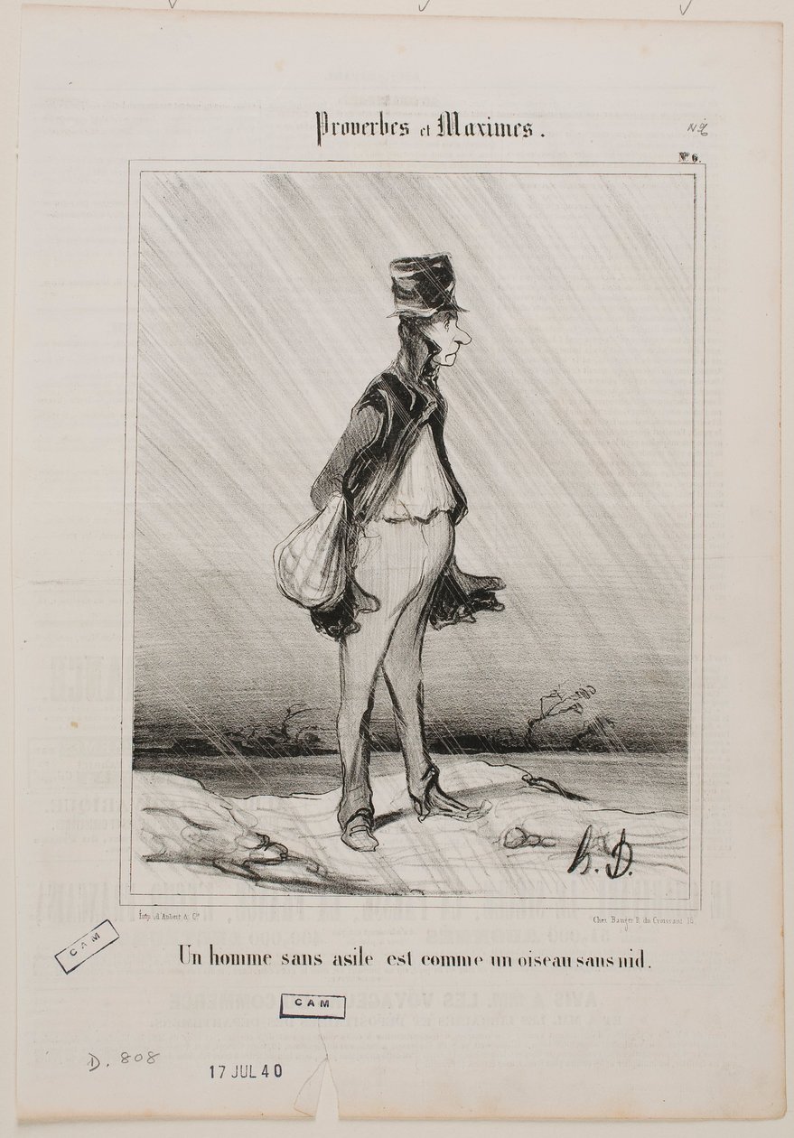 Un homme sans refuge est comme un oiseau sans nid. - Honoré Daumier