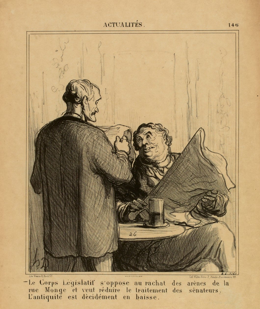 Actualités n° 146 : Le Corps législatif s’oppose au rachat des arènes de la rue Monge - Honoré Daumier