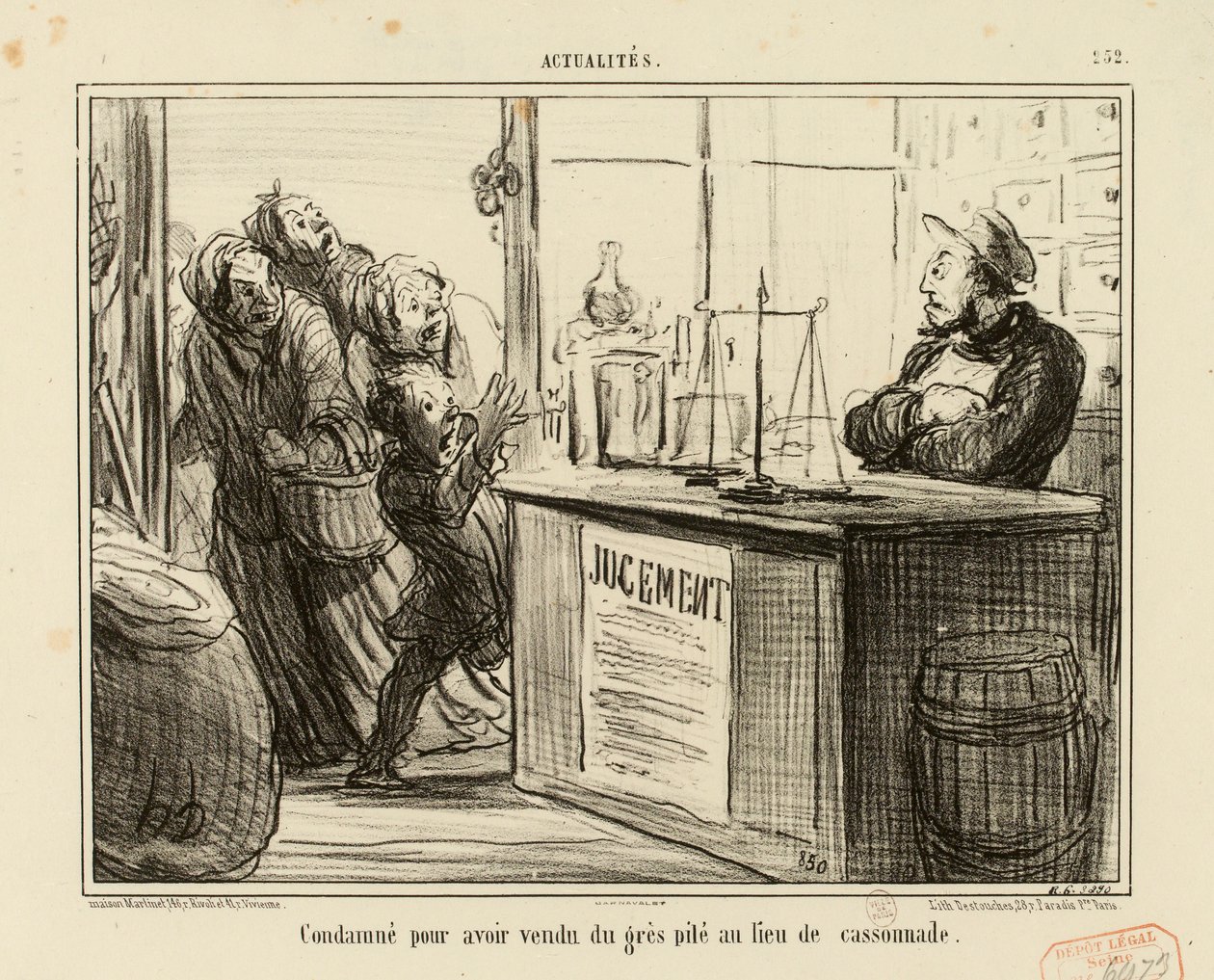 Actualités n° 252 : Condamné pour avoir vendu du grès pilé au lieu de cassonade. - Honoré Daumier