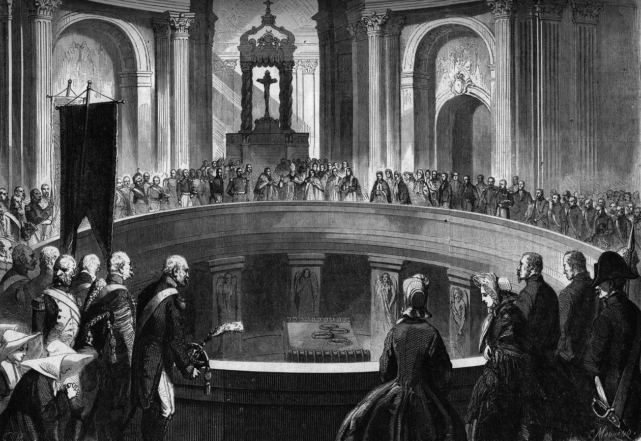 Anniversaire de la mort de Napoléon 1er, 5 mai 1863 : messe commémorative célébrée aux Invalides, à Paris, en présence d