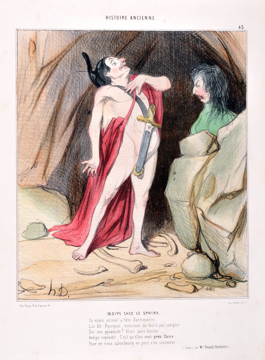 Œuvre de Honoré Daumier (1808-1879). Histoire ancienne Œdipe au sphinx. BIBLIOTHÈQUE DE L