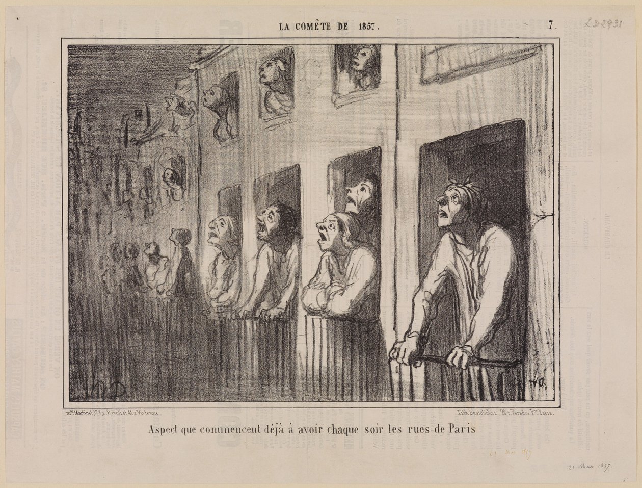Aspect que commencent déjà à avoir chaque soir les rues de Paris (La Comète de 1857, Blatt 7) - Honoré Daumier