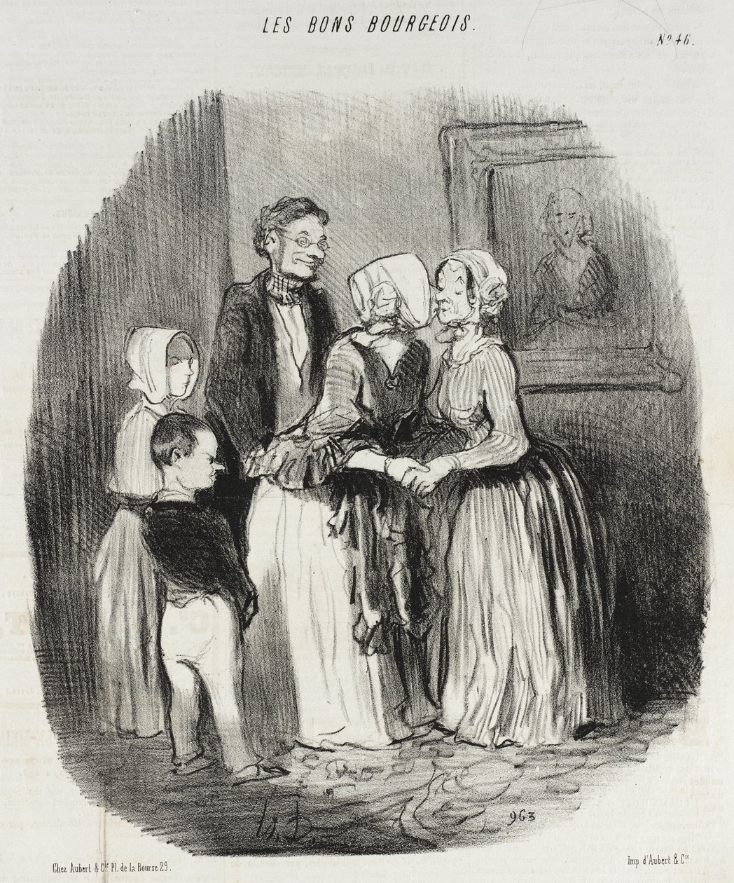 Au nouvel an, visite obligée à la tante Rabourdin - Honoré Daumier