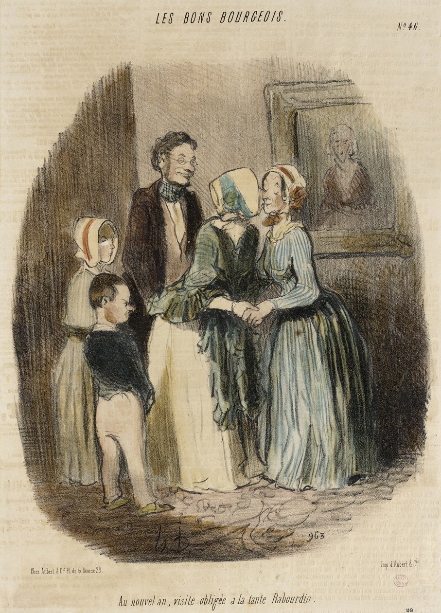 Au nouvel an, visite obligée à la tante Rabourdin - Honoré Daumier
