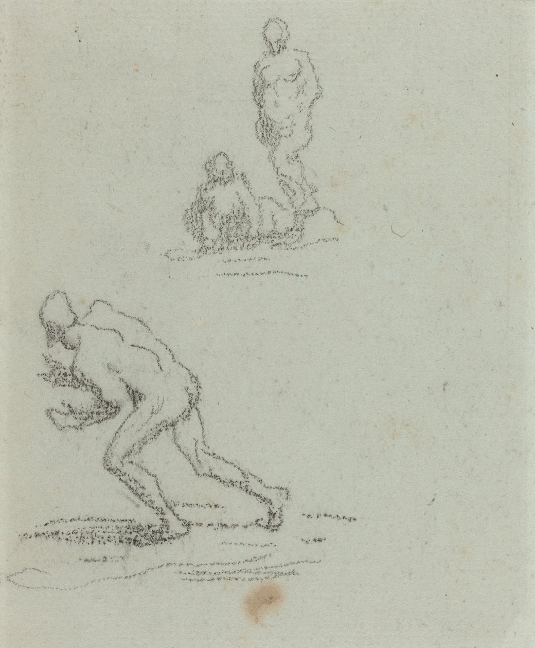 Baigneurs (craie noire sur papier vergé vert) - Honore Daumier