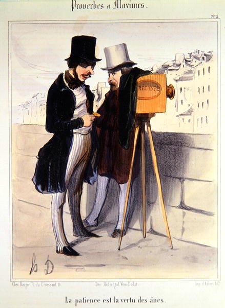 Caricature ridiculisant le temps nécessaire pour prendre une photo daguerréotype, vers 1840 - Honoré Daumier