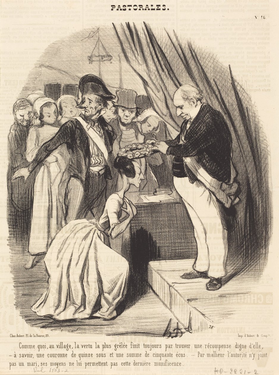 Comme quoi, au village, la vertu la plus grêlée... - Honoré Daumier