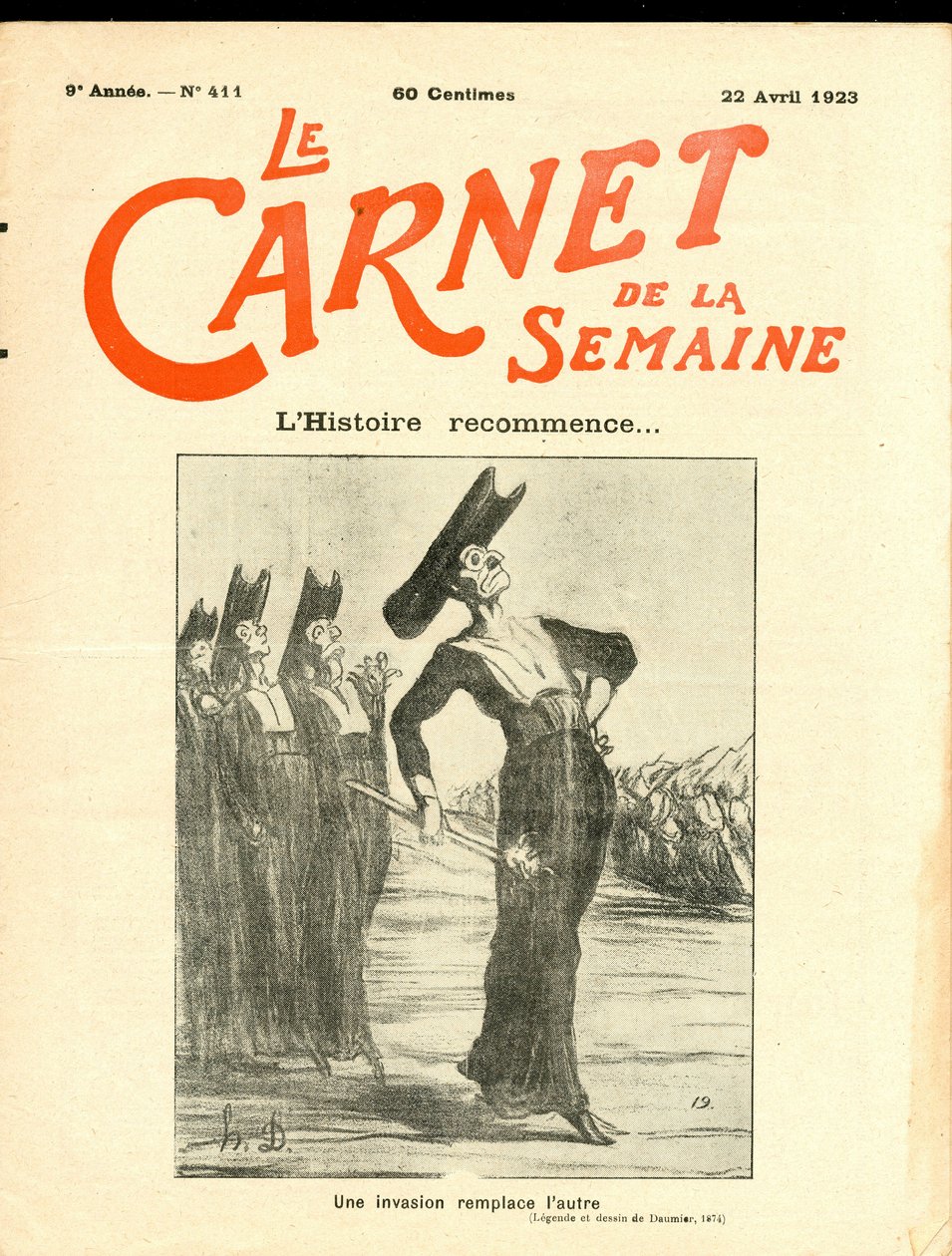 Couverture de "Le Carnet de la semaine", satirique en N & B - Honoré Daumier