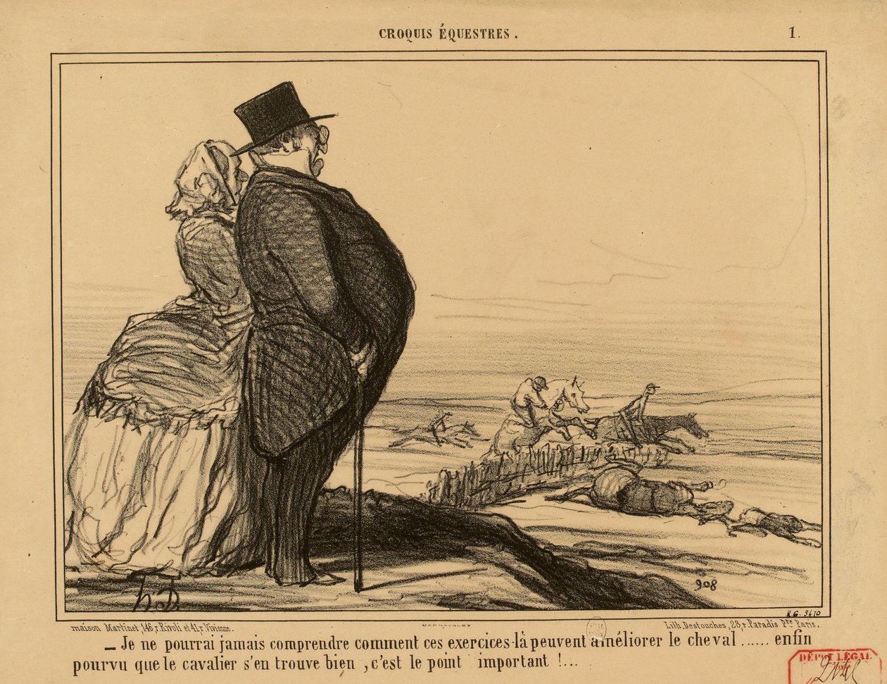 Croquis Equestres Nr. 1: - Ich werde nie verstehen können, wie diese Übungen... - Honoré Daumier