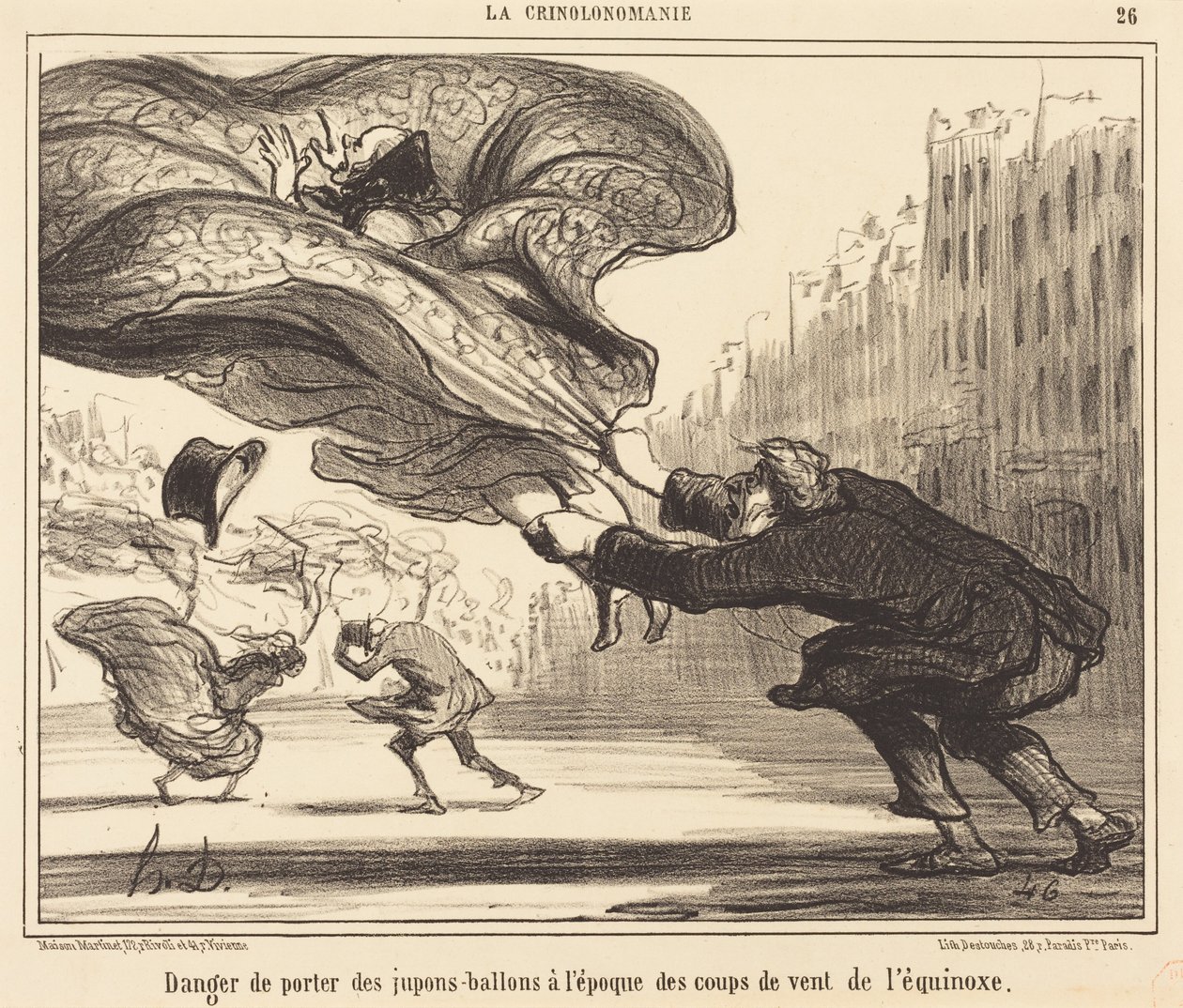 Danger de porter des jupons-ballons... - Honoré Daumier
