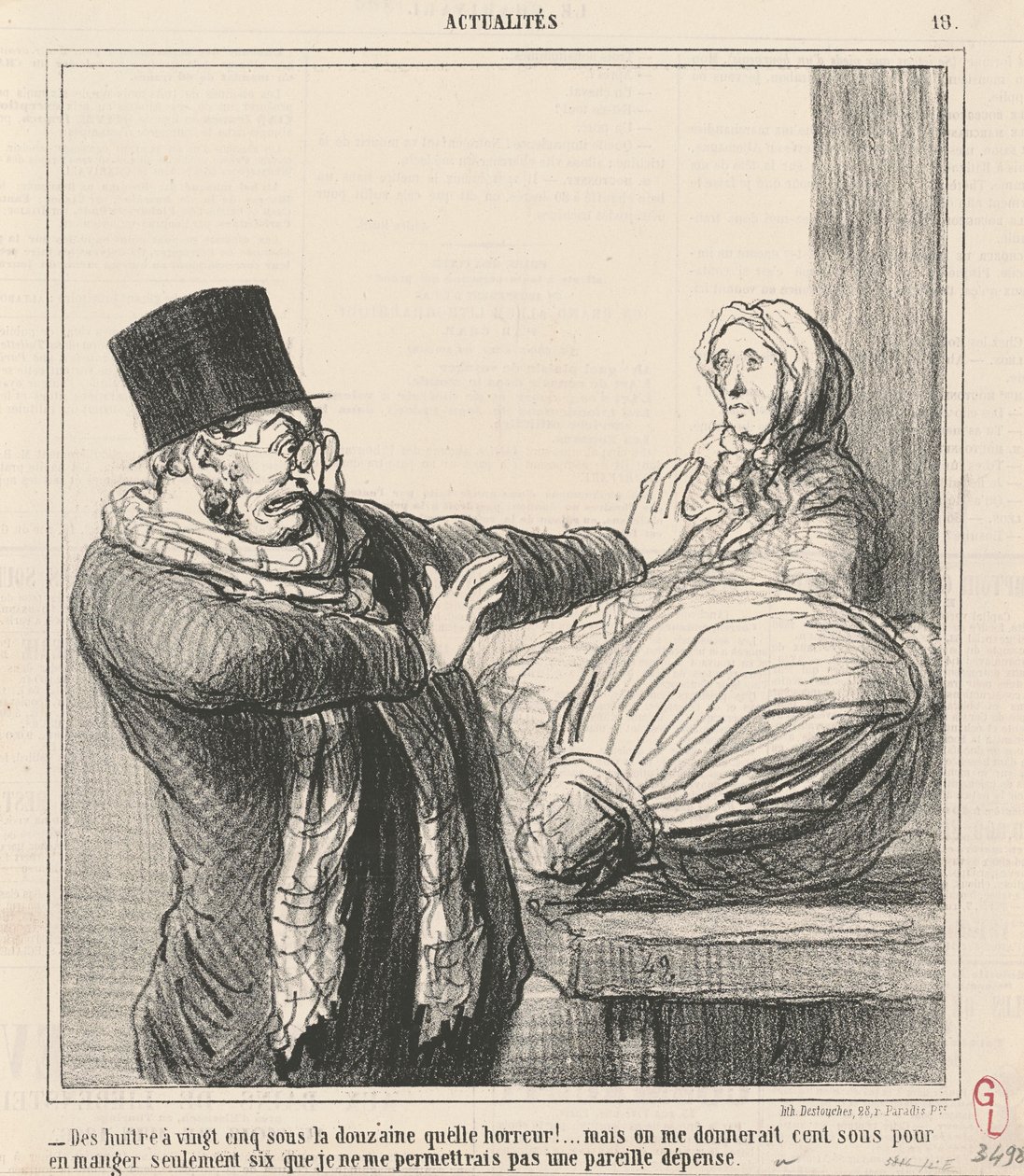Des huîtres à vingt-cinq sous la douzaine ... ! - Honoré Daumier