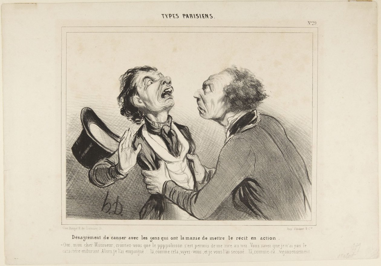 Désagrément de causer avec les gens ..., number 29 from the series Types Parisiens - Honoré Daumier