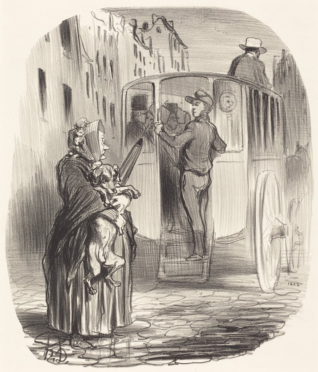 Désolé, citoyenne... je ne reçois pas de chiens... - Honoré Daumier