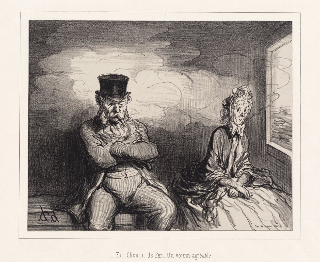 En Chemin de fer... un voisin agréable (On the Railroad: A Pleasant Neighbor) - Honoré Daumier