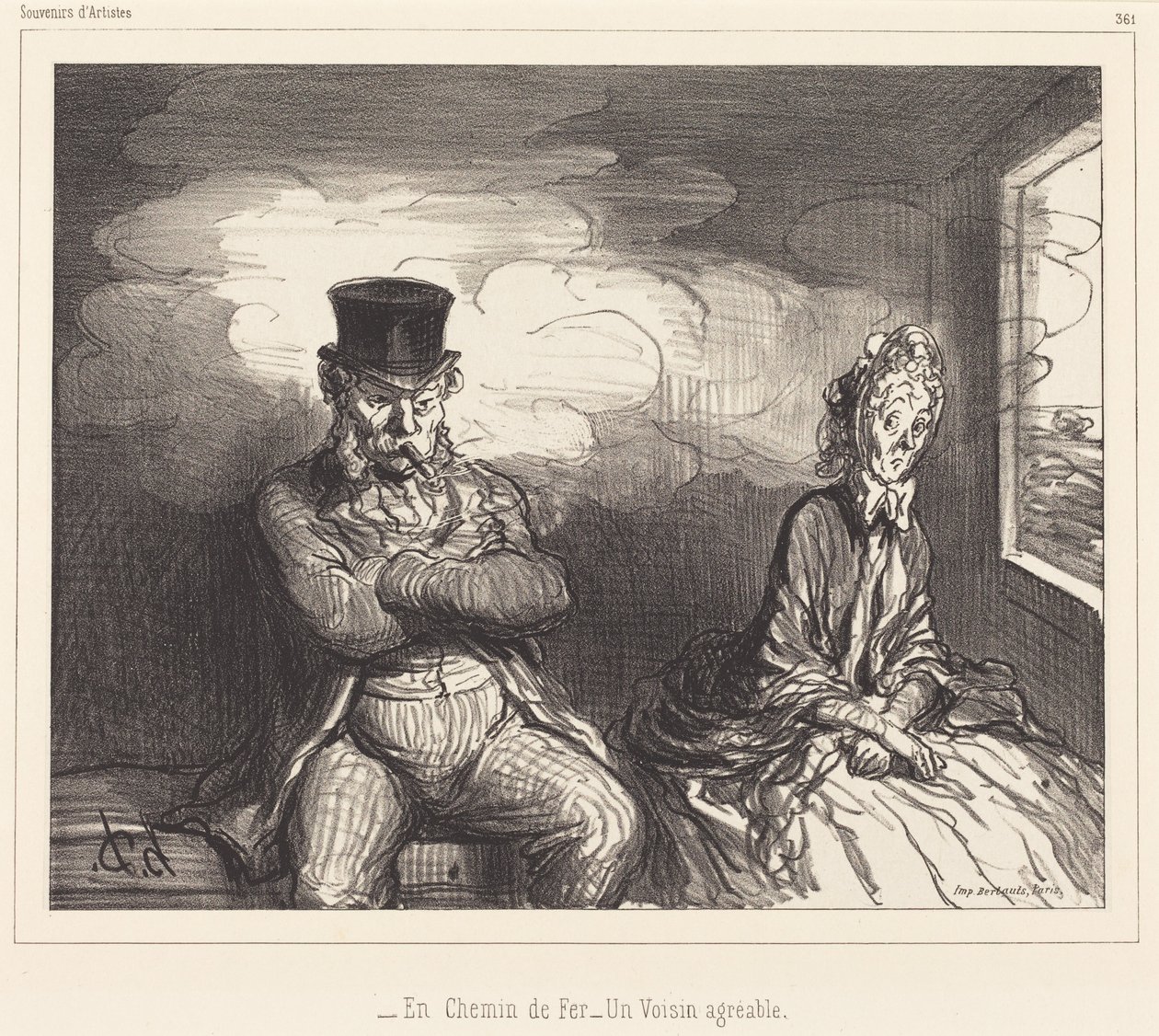 En chemin de fer... un voisin agréable - Honoré Daumier