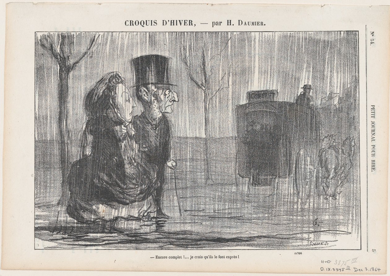 Encore plein… Je crois qu’ils le font exprès !, extrait de « Winter Sketches » - Honoré Daumier