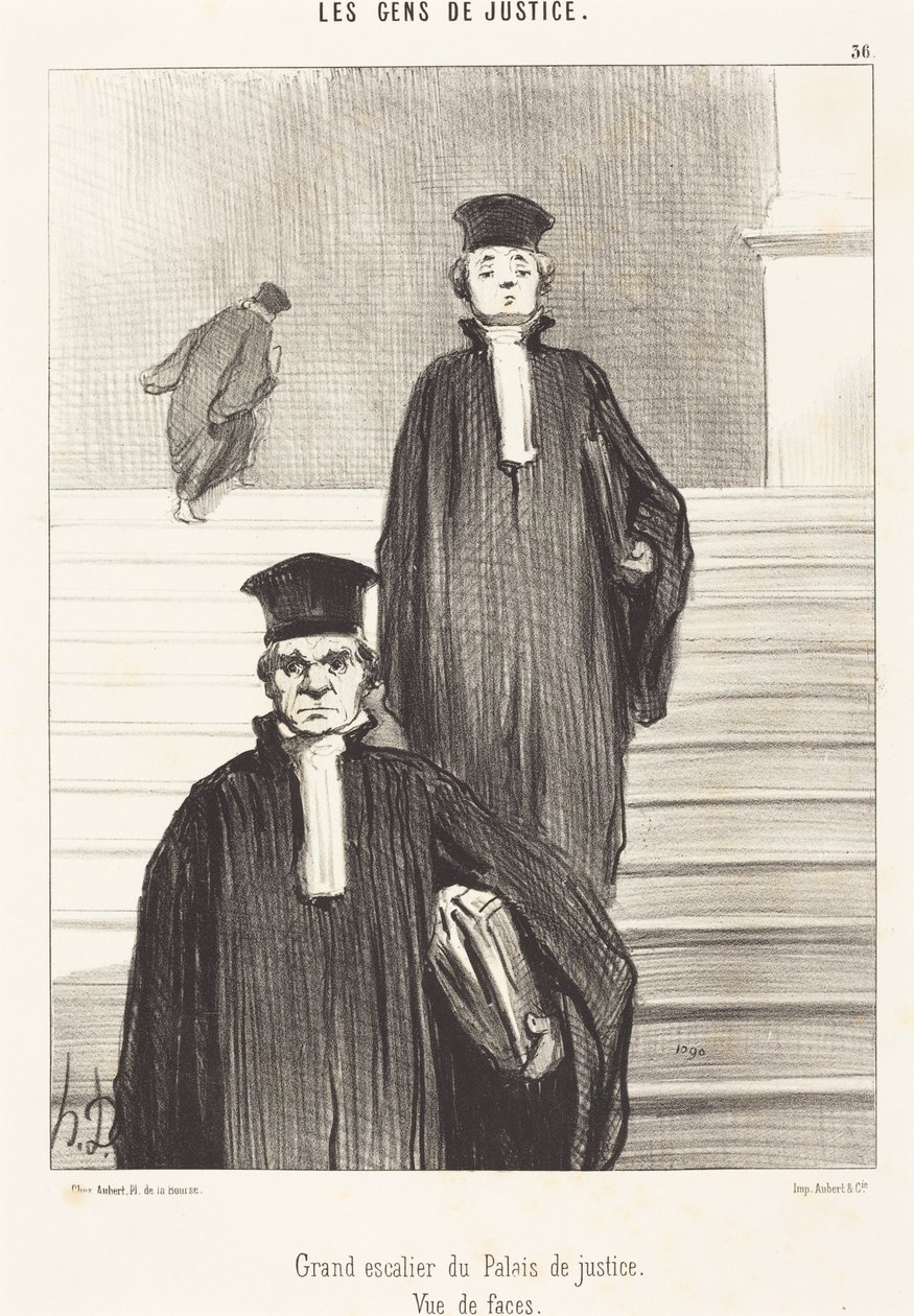 Grand escalier du Palais de justice. Vue de face - Honoré Daumier