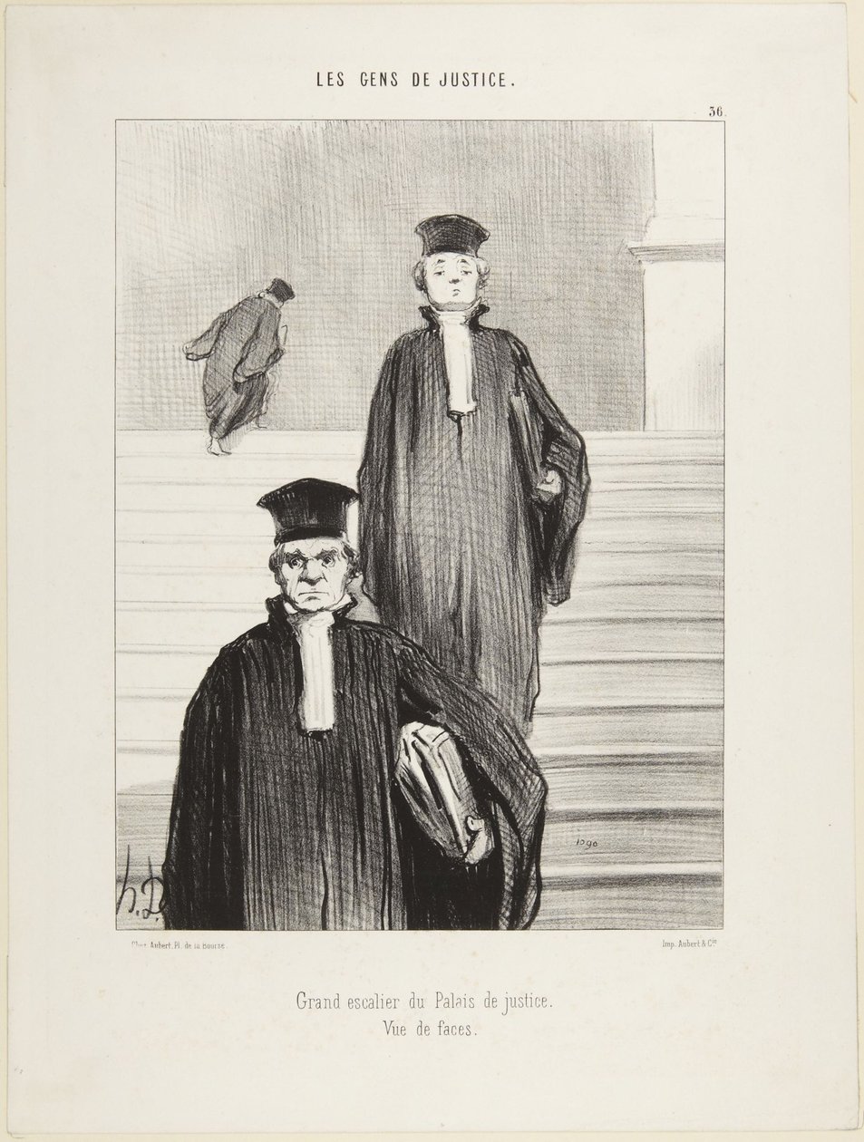 Grand escalier du Palais de justice, vue de face, numéro 36 de la série Les Gens de Justice - Honoré Daumier