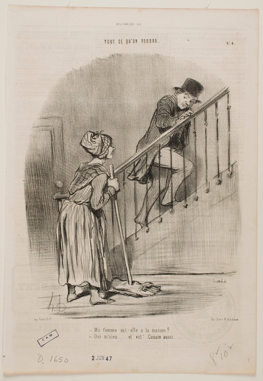 Ma femme est-elle à la maison  - Honoré Daumier