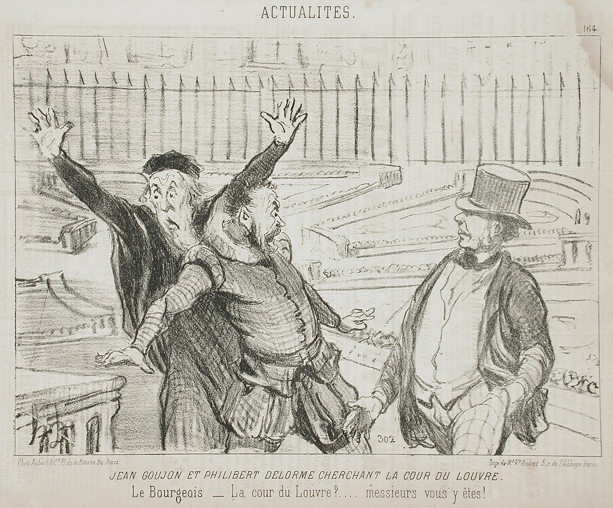 Jean Goujon et Philibert Delorme cherchant la cour du Louvre - Honoré Daumier