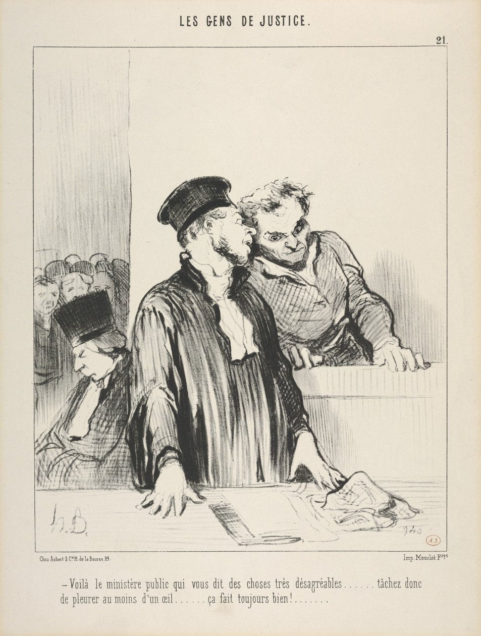 Les Gens de Justice, planche 21, «Voilà le ministère public qui vous dit des choses très désagréables» - Honoré Daumier