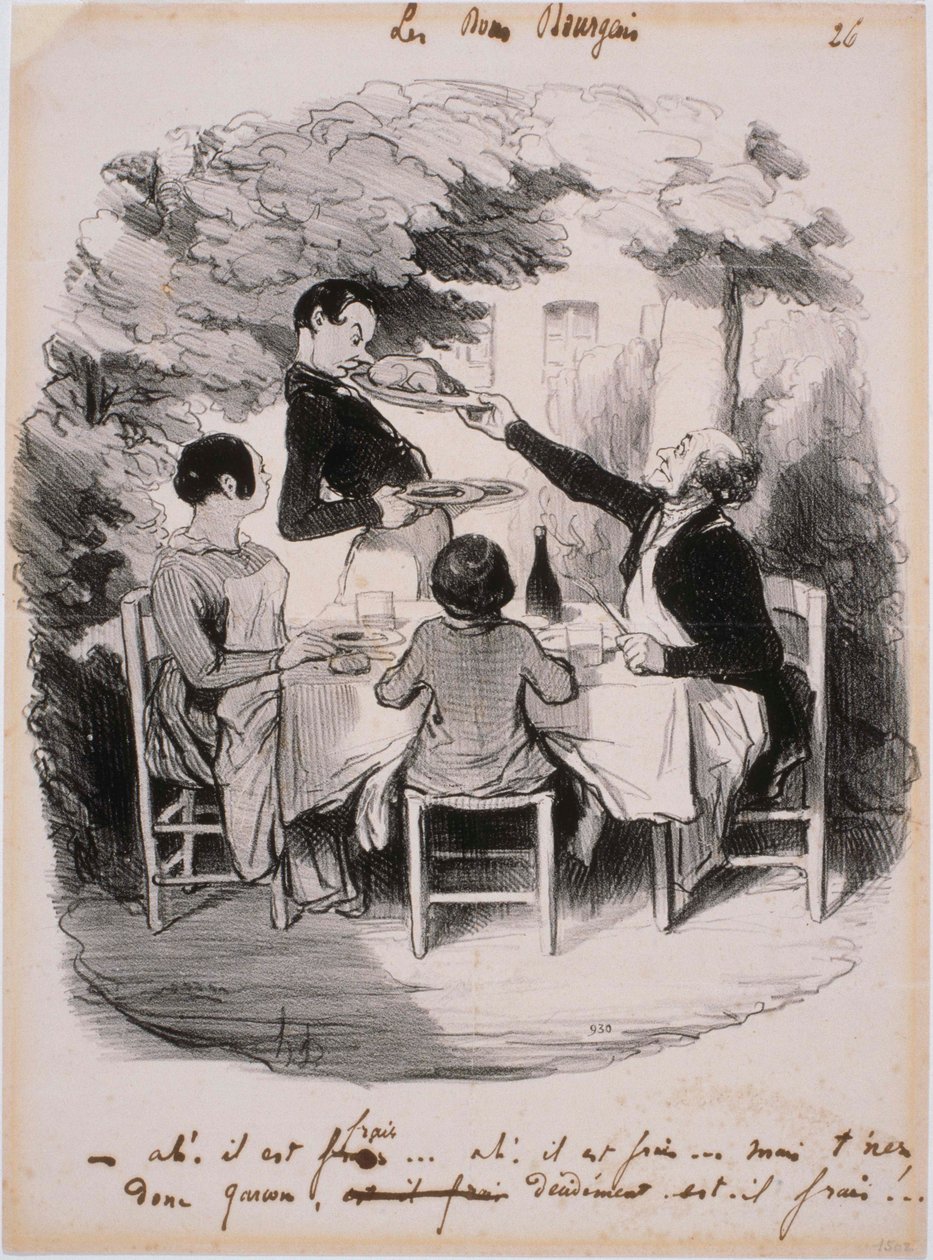 Les Bons Bourgeois : Ah ! Il est frais... Mais tenez donc, garçon - Honoré Daumier