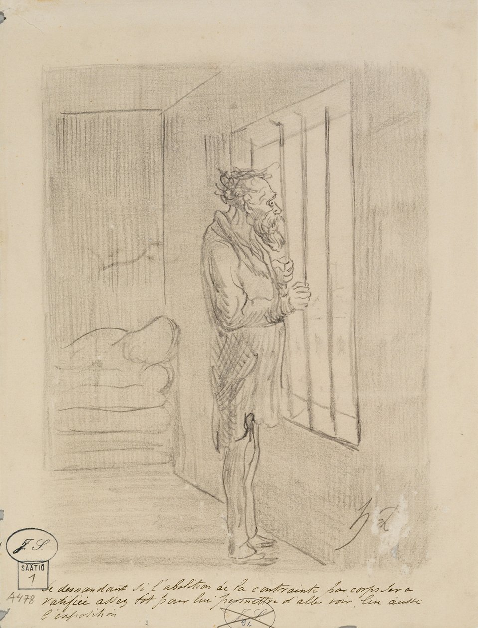Homme sous les verrous - Honoré Daumier