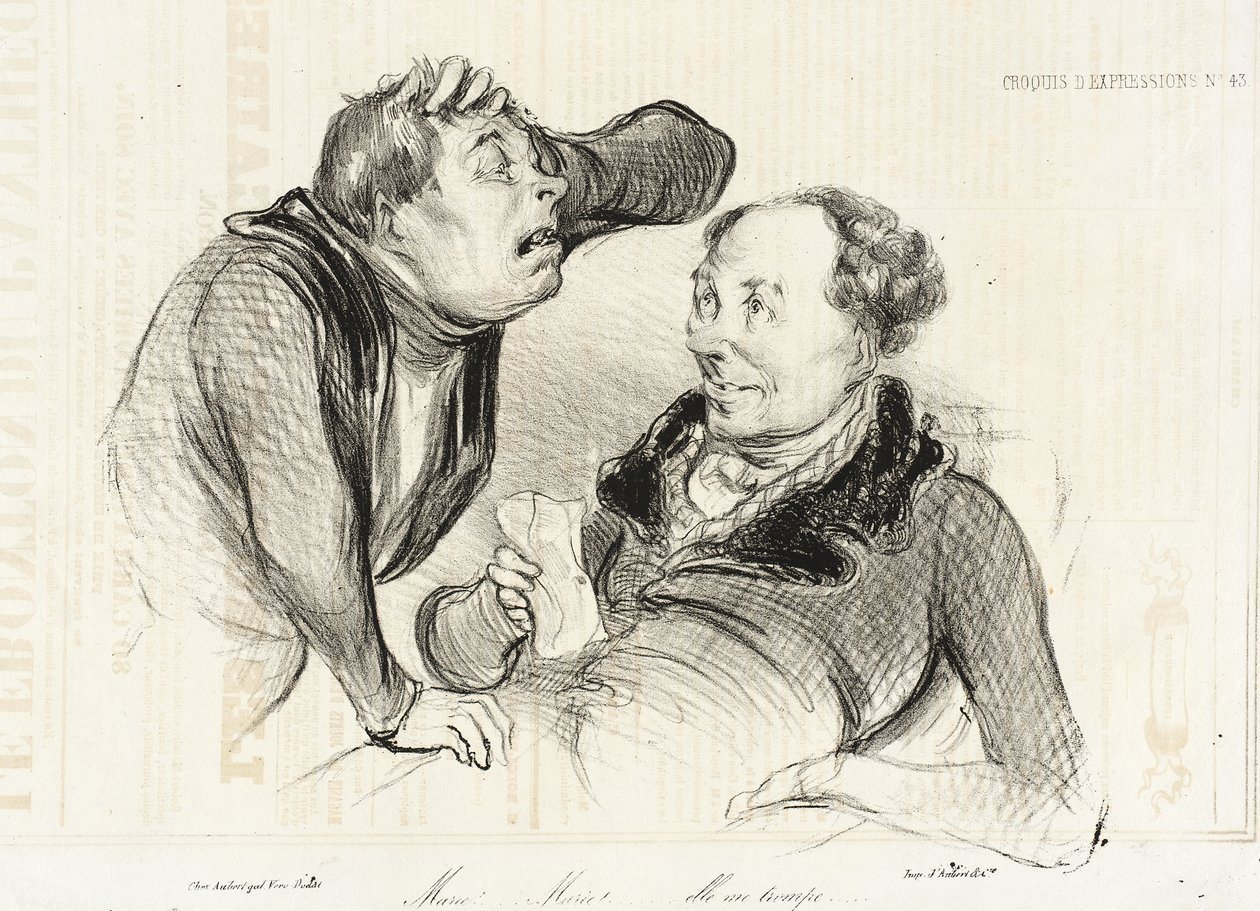 Marie!...Marie!...elle me trompe - Honoré Daumier