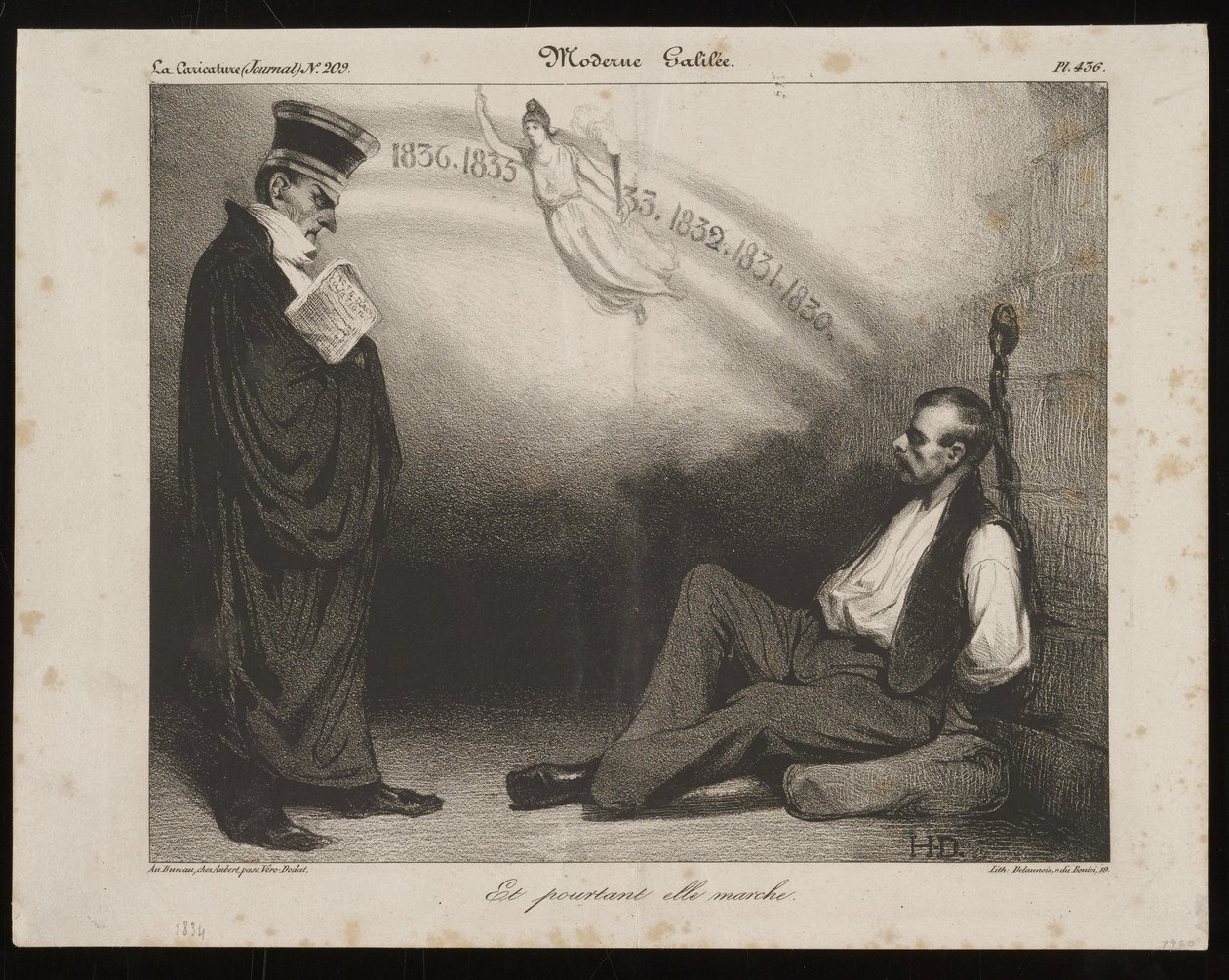 Moderne Galilée, Et pourtant elle marche (from La Caricature) - Honoré Daumier
