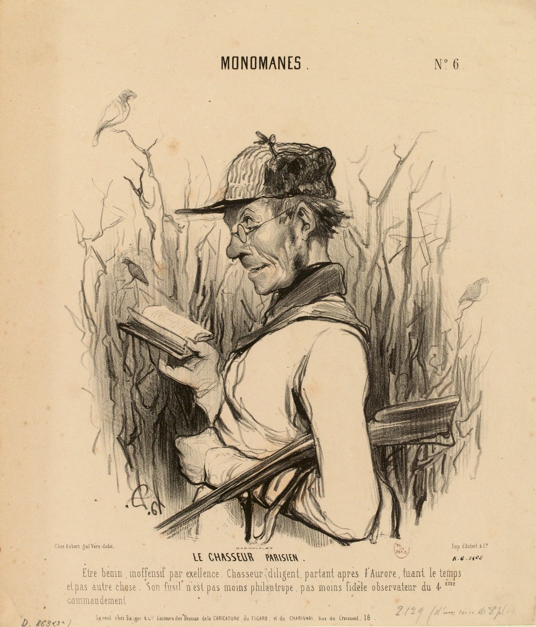 Monomanes no 6 : Le Chasseur parisien. Être bénin, inoffensif par excellence... - Honoré Daumier