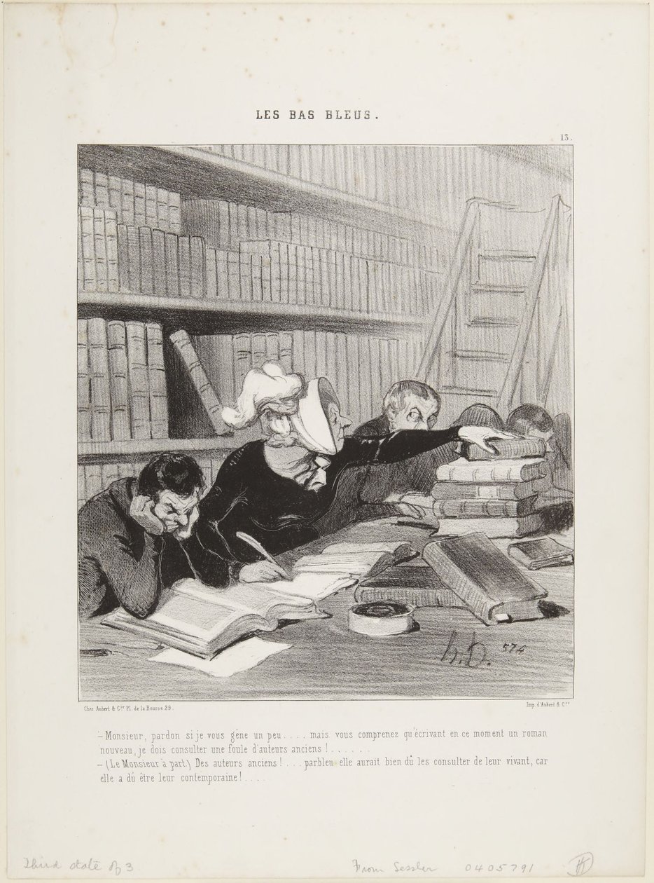 Monsieur, pardon si je vous gêne un peu ..., number 13 from Les Bas-Bleus - Honoré Daumier