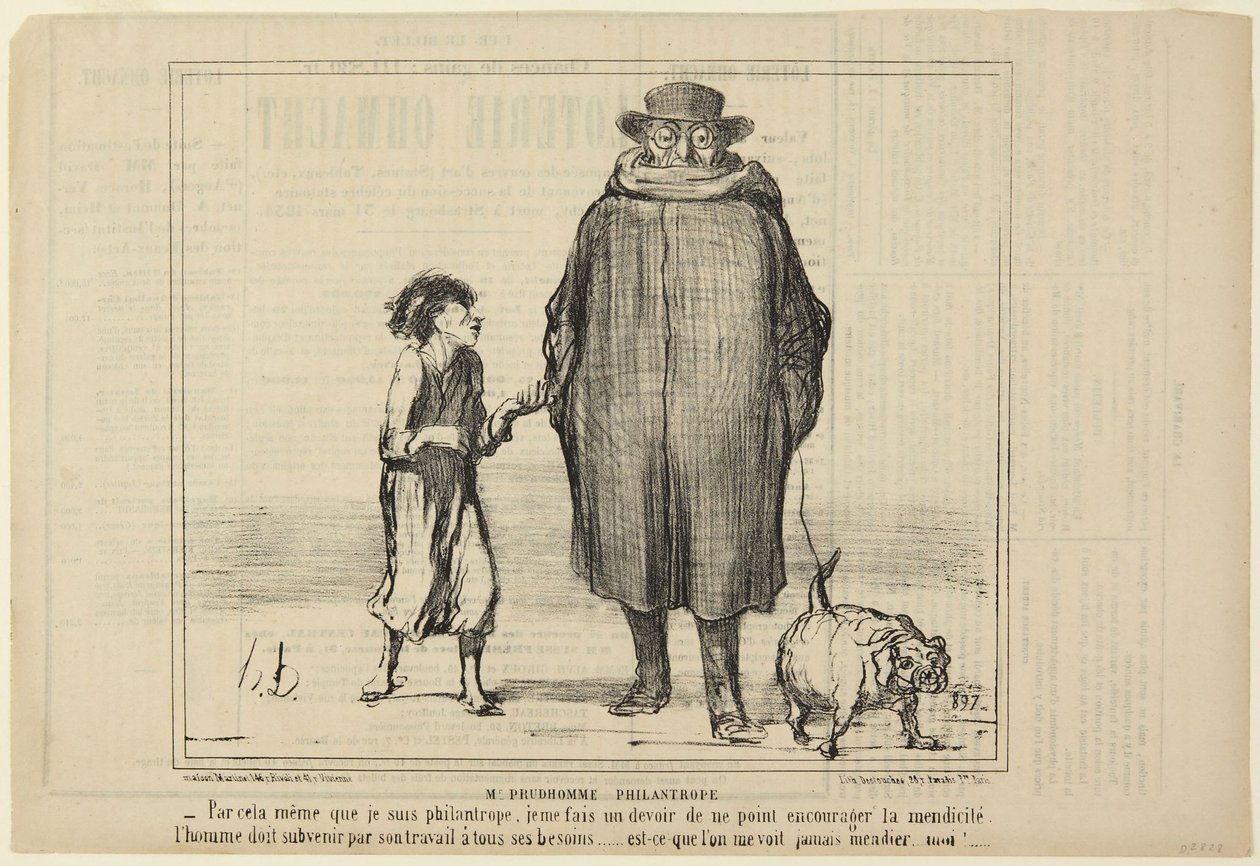 Monsieur Prudhomme philanthrope, numéro 291 de la série Actualités de Le Charivari - Honoré Daumier