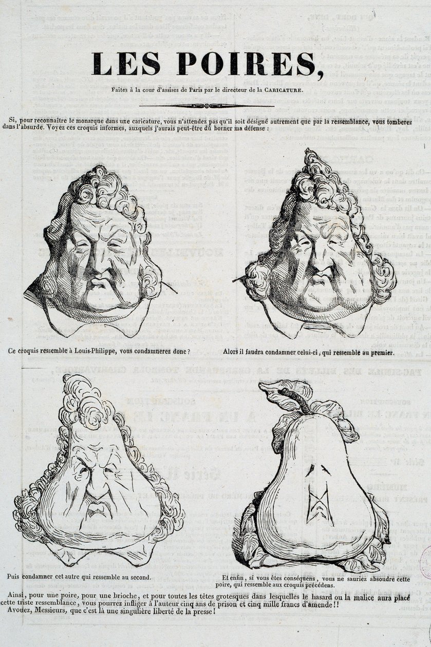 Poires : Caricature représentant une métamorphose du visage de Louis Philippe en poire - Honoré Daumier