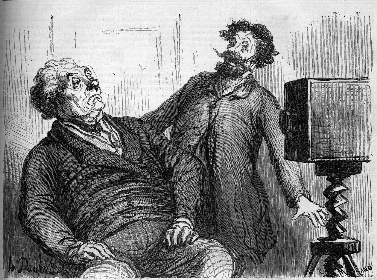 Photographes et photographies. Caricature par Honoré Daumier (1808-1879). Gravure dans "Le Monde Illustré" n°259 du 29 mars 1862 - Honoré Daumier