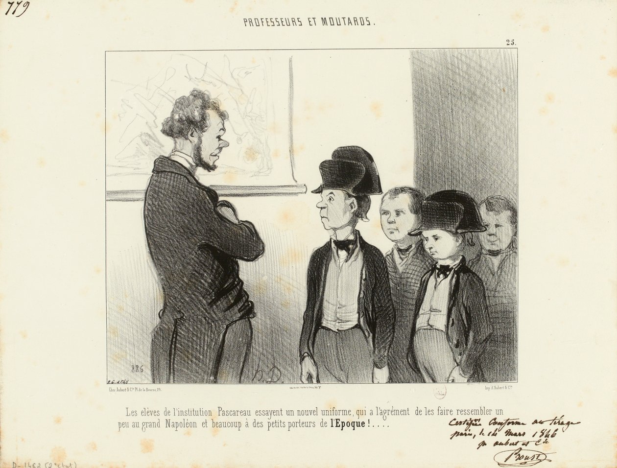 Professeurs et Moutards. Les élèves de l’institution Pascareau essayent un nouvel uniforme... 25. - Honoré Daumier