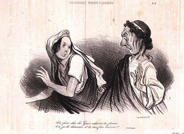 Physionomie des personnages de la tragédie classique; "Va, fais admirer aux Grecs ton orgueil. Va, je le renie et tu me rends malade" de la revue 