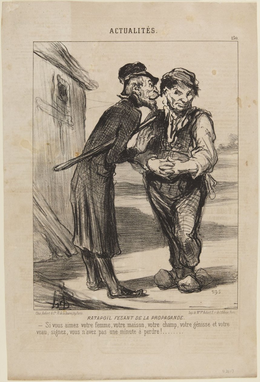 Ratapoil Fesant de la Propagande, number 150 from the series Actualités from Le Charivari - Honoré Daumier
