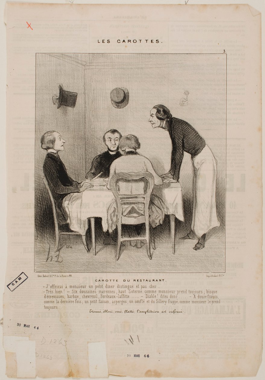 Canular au restaurant - Honoré Daumier