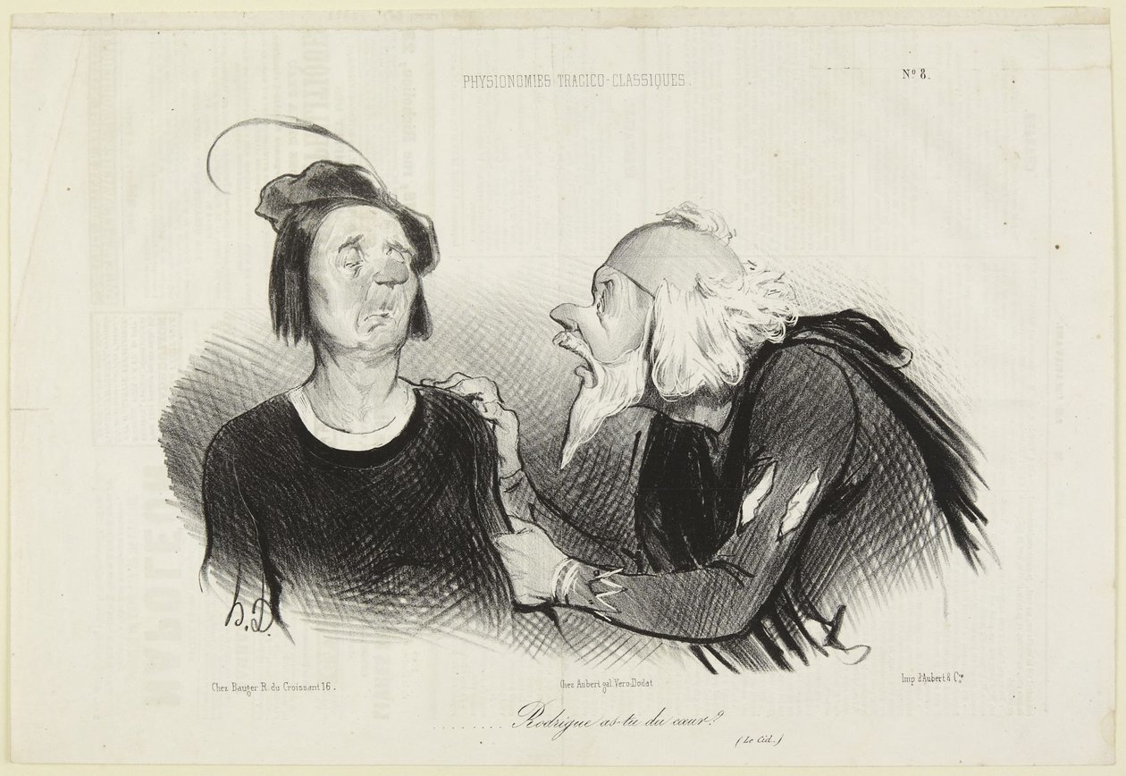 « Rodrigue, as-tu du cœur ? », numéro 8 de la série Physionomies tragico-classiques de Le Charivari - Honoré Daumier