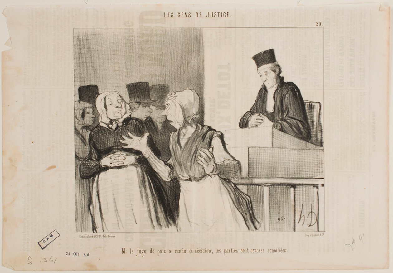 Le juge du tribunal de conciliation a rendu son verdict… toutes les parties doivent se réconcilier. - Honoré Daumier