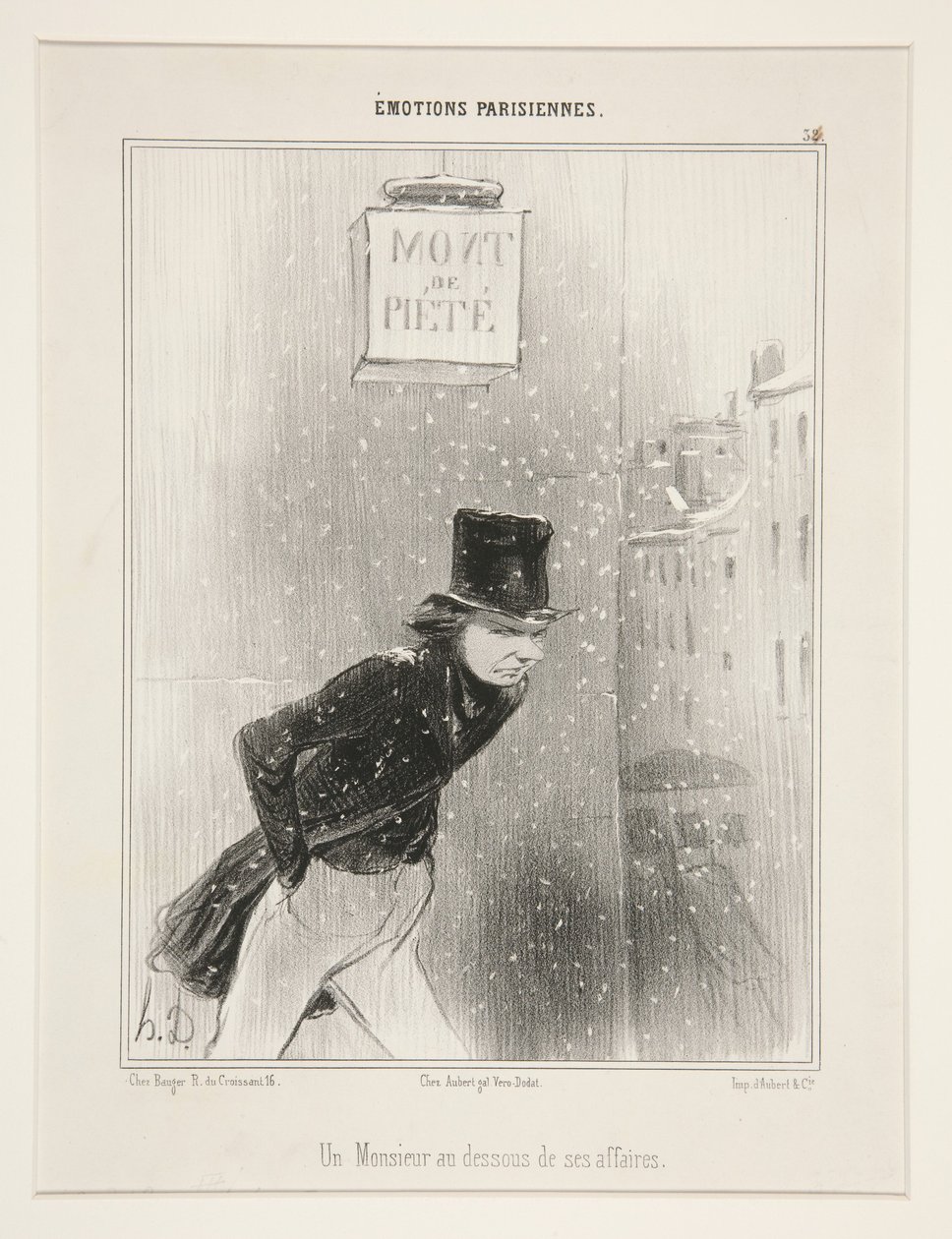 Un Monsieur au dessous de ses affaires (A Man at the Bottom of his Affairs), pl. 34 from the series Émotions Parisiennes (Parisian Emotions) from the album Émotions Parisiennes - Honoré Daumier