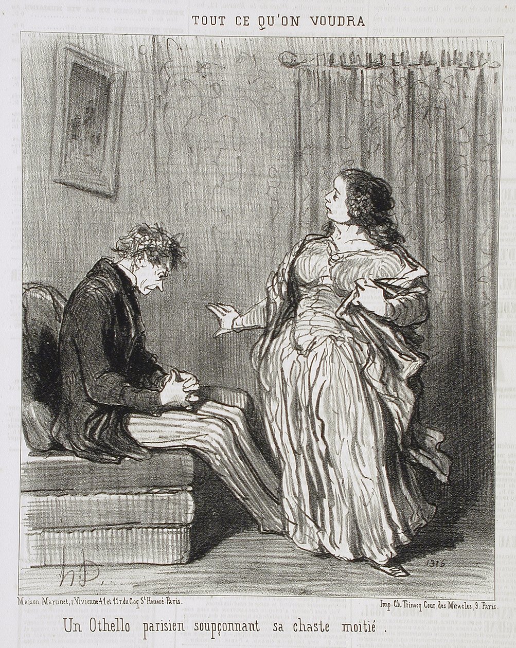 Un Othello parisien soupçonnant sa chaste moitié - Honoré Daumier