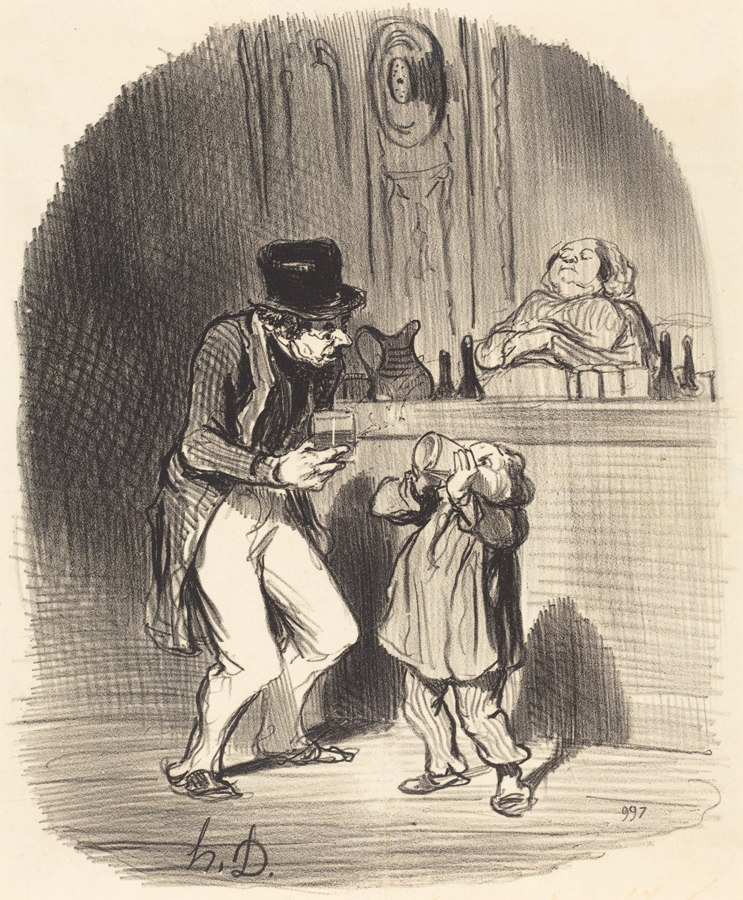Un Père qui fait sucer à son fils... - Honoré Daumier