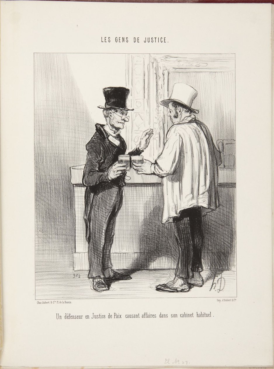 Un défenseur en justice de paix causant affaires dans son cabinet habituel - Honoré Daumier