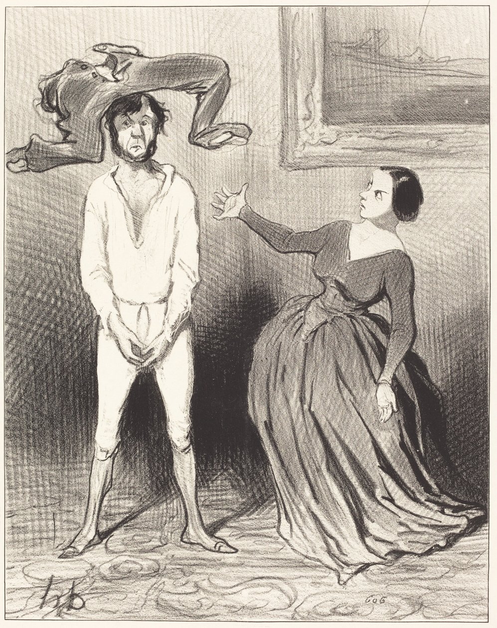 Une Femme comme moi... remettre un bouton... - Honoré Daumier