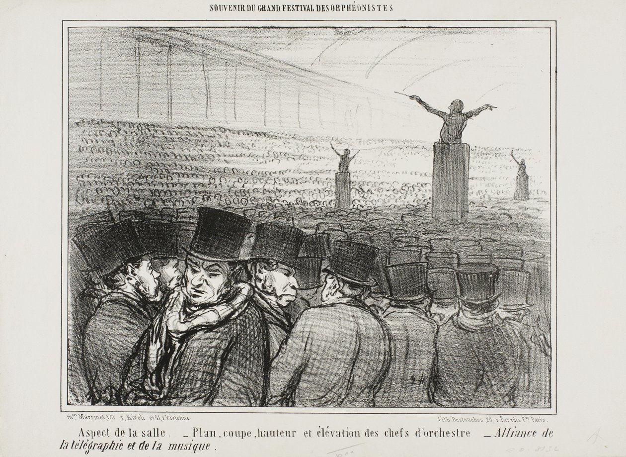 Vue de la grande salle, planche 1 du Souvenir Du Grand Festival Des Orphéonistes - Honoré Daumier